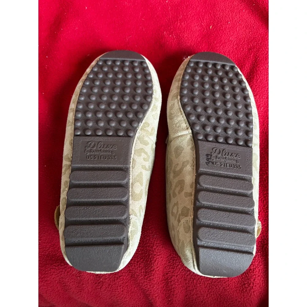 DLux by Dearfoams Leopard Print Moccasin‎ Slippers – Plush Lined